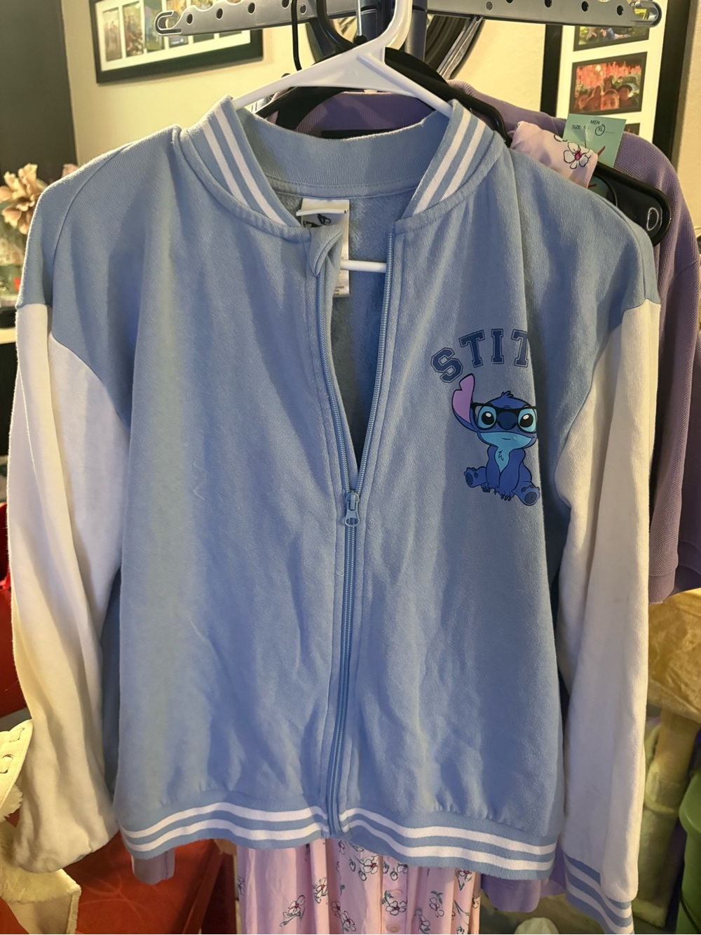 Disney Light Blue and White Kids Stitch Zip-Up Hoodie